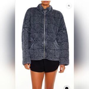 Forever 21 Gray Quilted Zip-Front Puffer Jacket